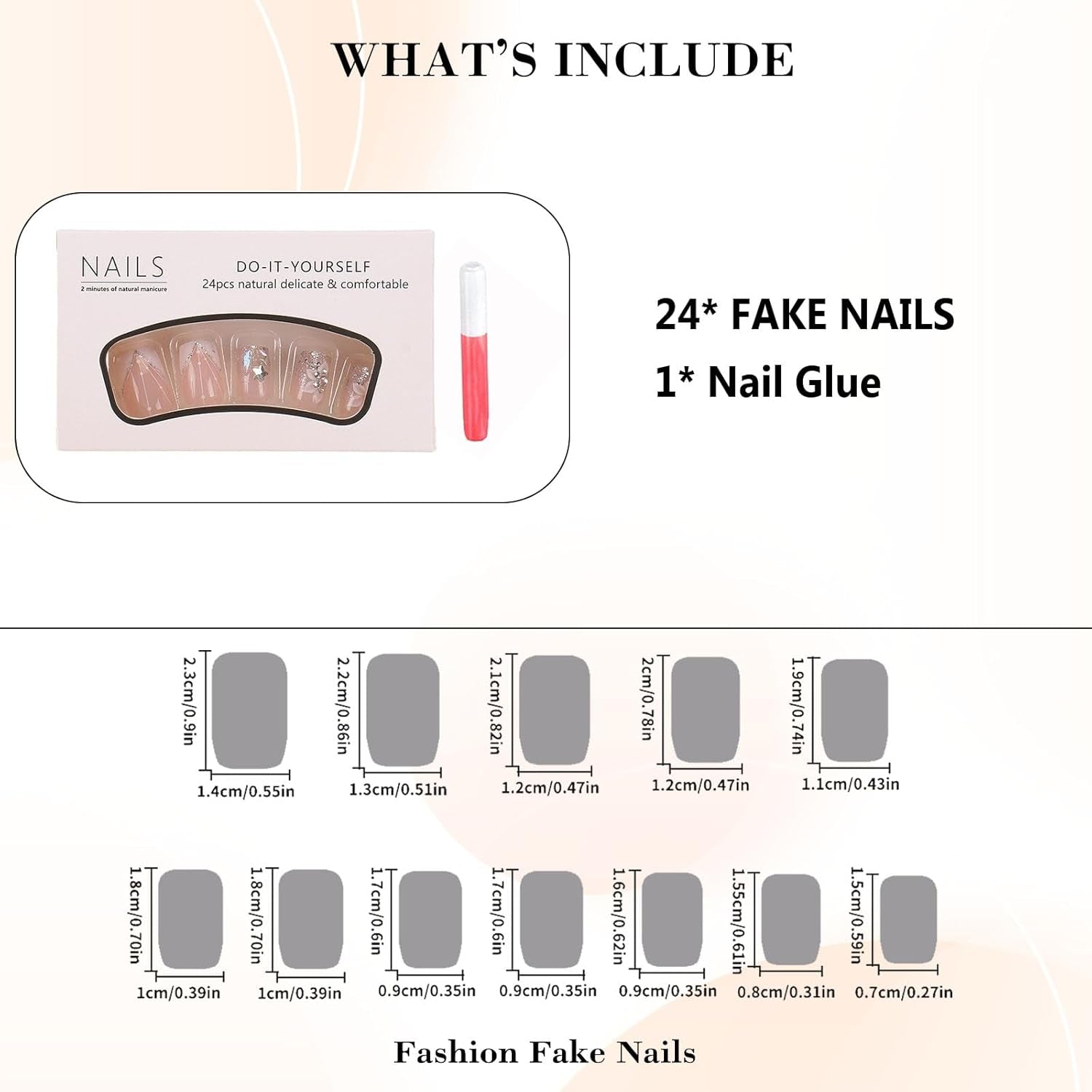 Press-On Nails: White French Tips, Glossy False Nails, Bling Glitter, Full Cover Flower Design, Gel Glue On, Acrylic Nails for Women & Girls - All Things Beauty -