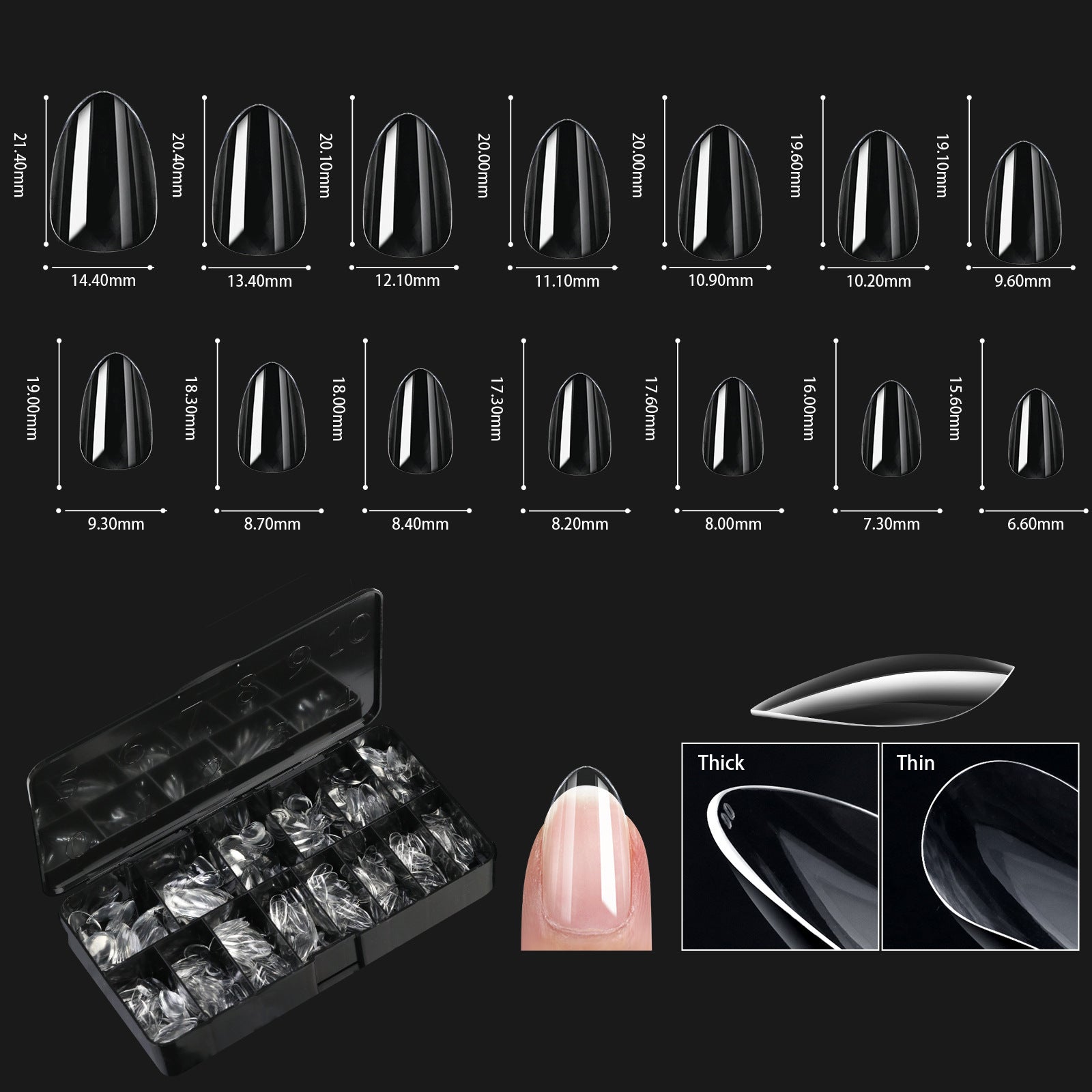 Nail Transparent Nail Tips Nail Shapes For Manicure Seamless False Nails Boxed Set - All Things Beauty -
