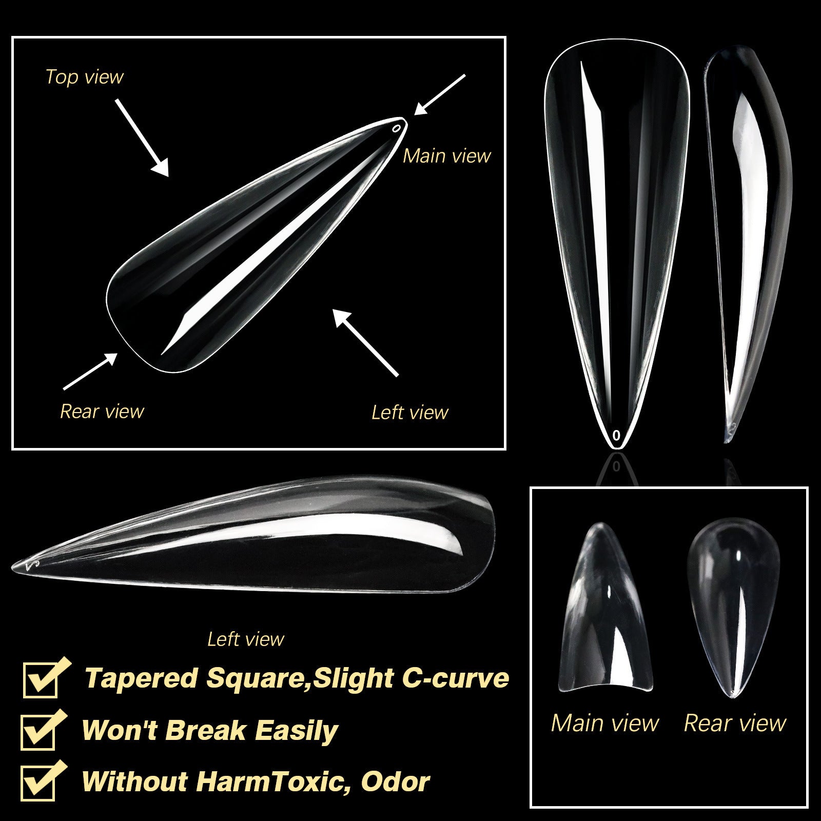 Nail Transparent Nail Tips Nail Shapes For Manicure Seamless False Nails Boxed Set - All Things Beauty -