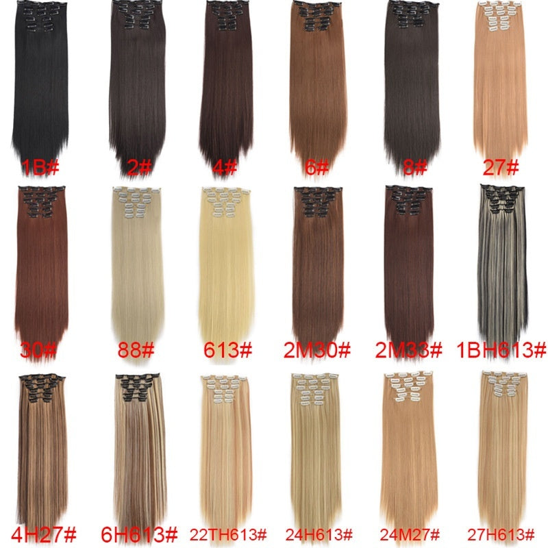 Wig Extensions 6-piece Set, Long Straight Hair - All Things Beauty -