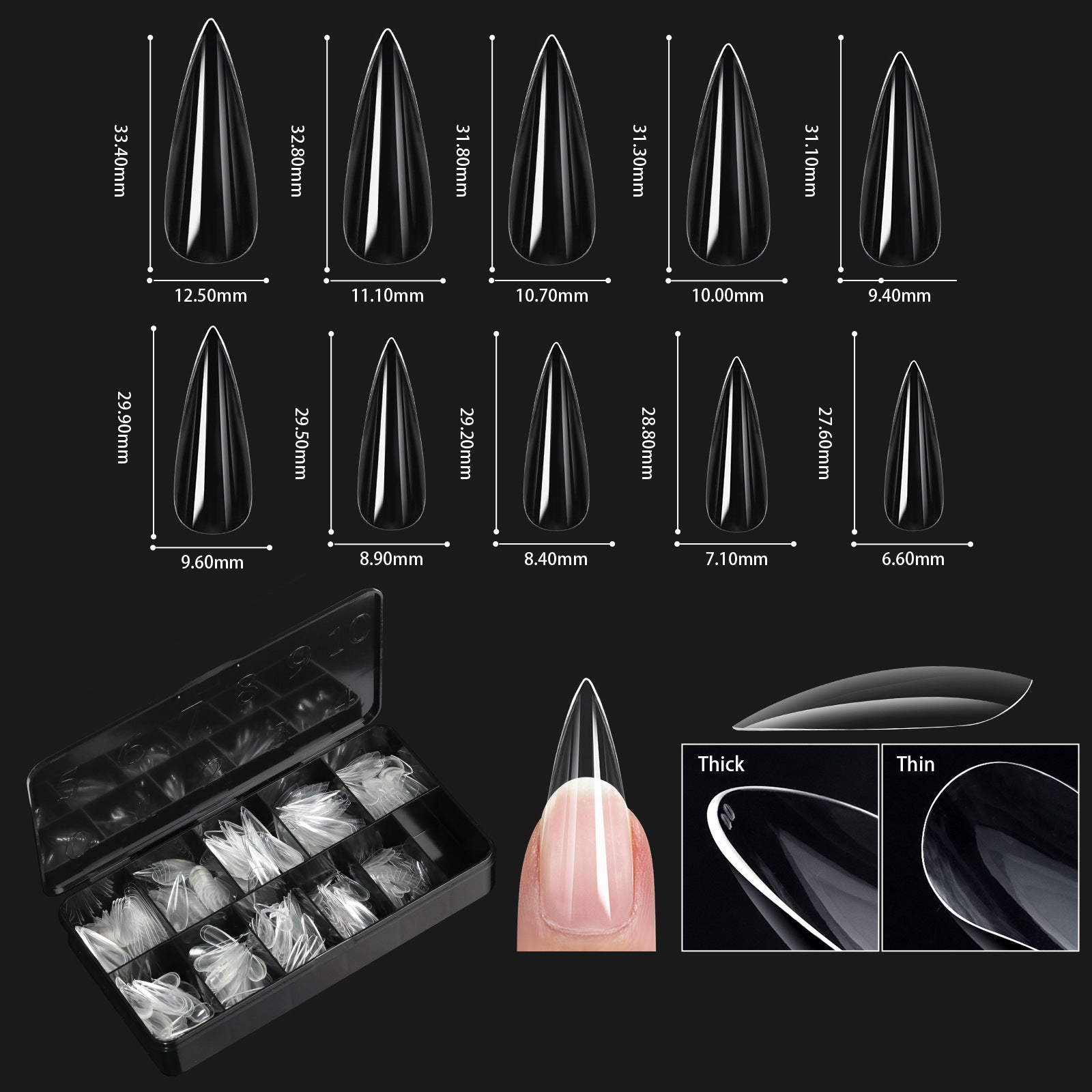 Nail Transparent Nail Tips Nail Shapes For Manicure Seamless False Nails Boxed Set - All Things Beauty -