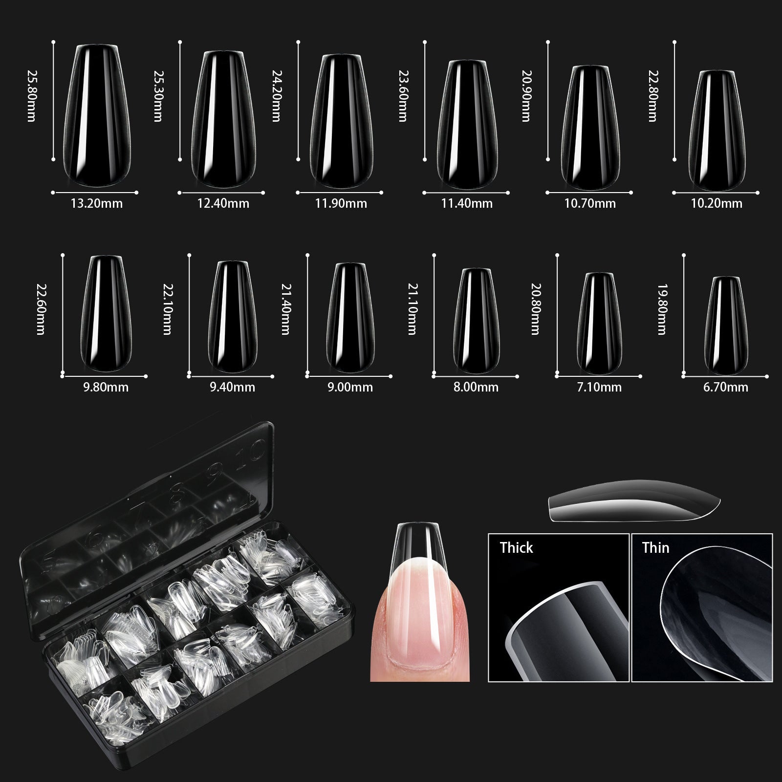 Nail Transparent Nail Tips Nail Shapes For Manicure Seamless False Nails Boxed Set - All Things Beauty -