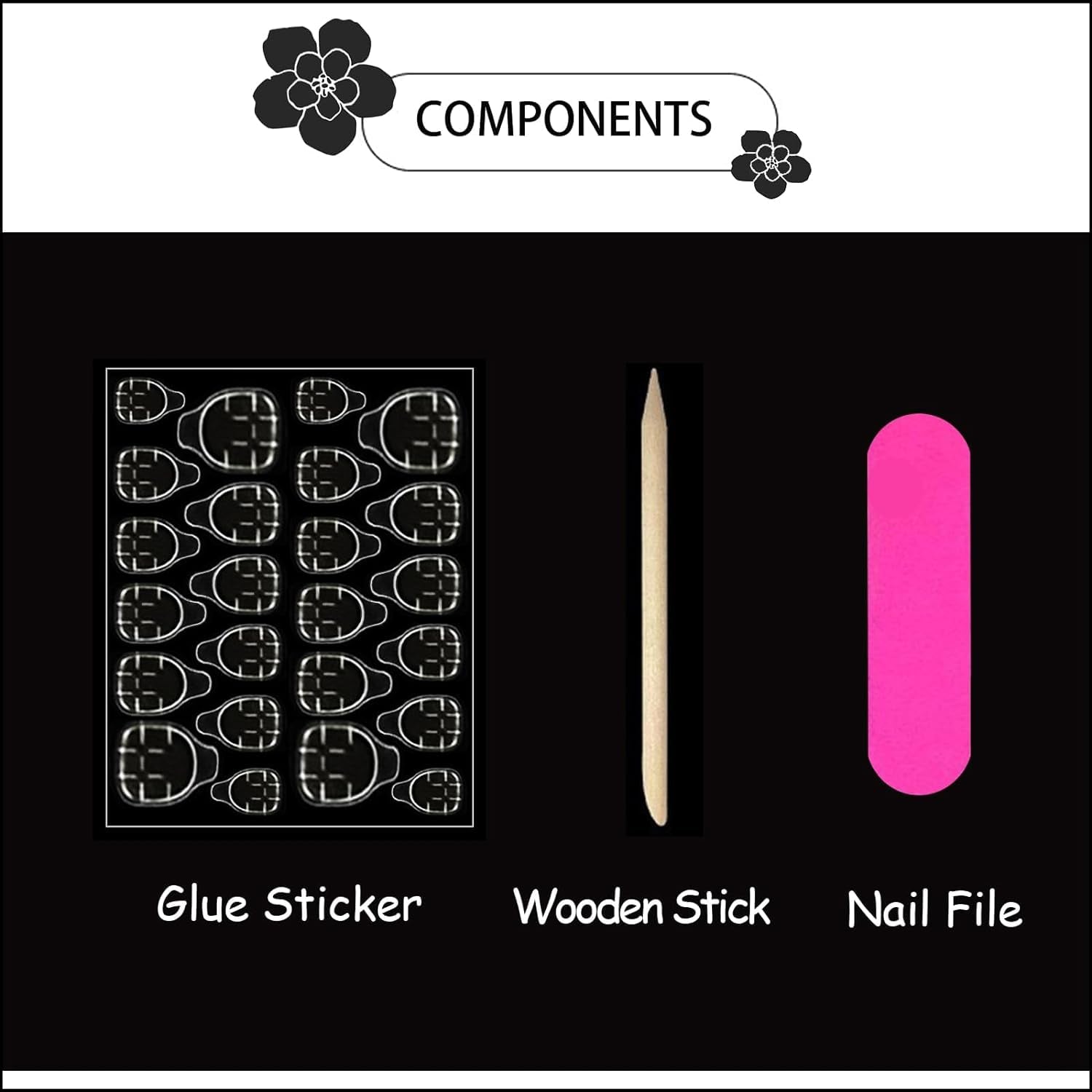 Long Press on Nails Square - Silver French Tip Fake Nails with Heart Design - Rhinestone, Elegant Full Cover Stick on False Nails - for Women 24 Pcs - All Things Beauty -