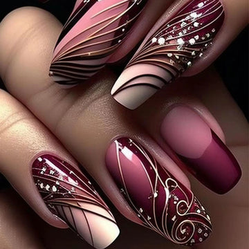 Line Pattern Fake Nails Wear Nail Removable Nail Sticker Patch - All Things Beauty -