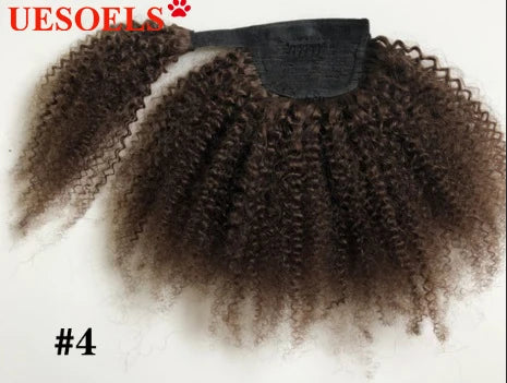 Wrap Around Afro Curly Clip In Ponytail Human Hair Extension  Brazilian 8"-20" 100% Remy Human Hair For Women In Uesoels Store - All Things Beauty -