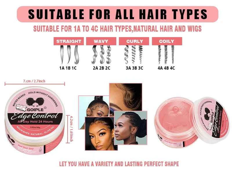 80g Edge Control Gel – 24H Hold for 4C Hair, Non-Greasy Styling Wax - All Things Beauty -