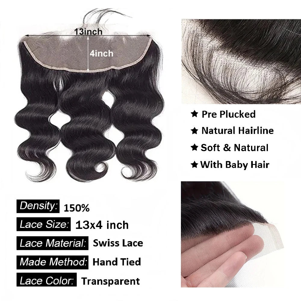Body Wave Lace Closure/Frontal – 2x6 to 13x6, 360 Lace, 100% Human Hair - All Things Beauty -