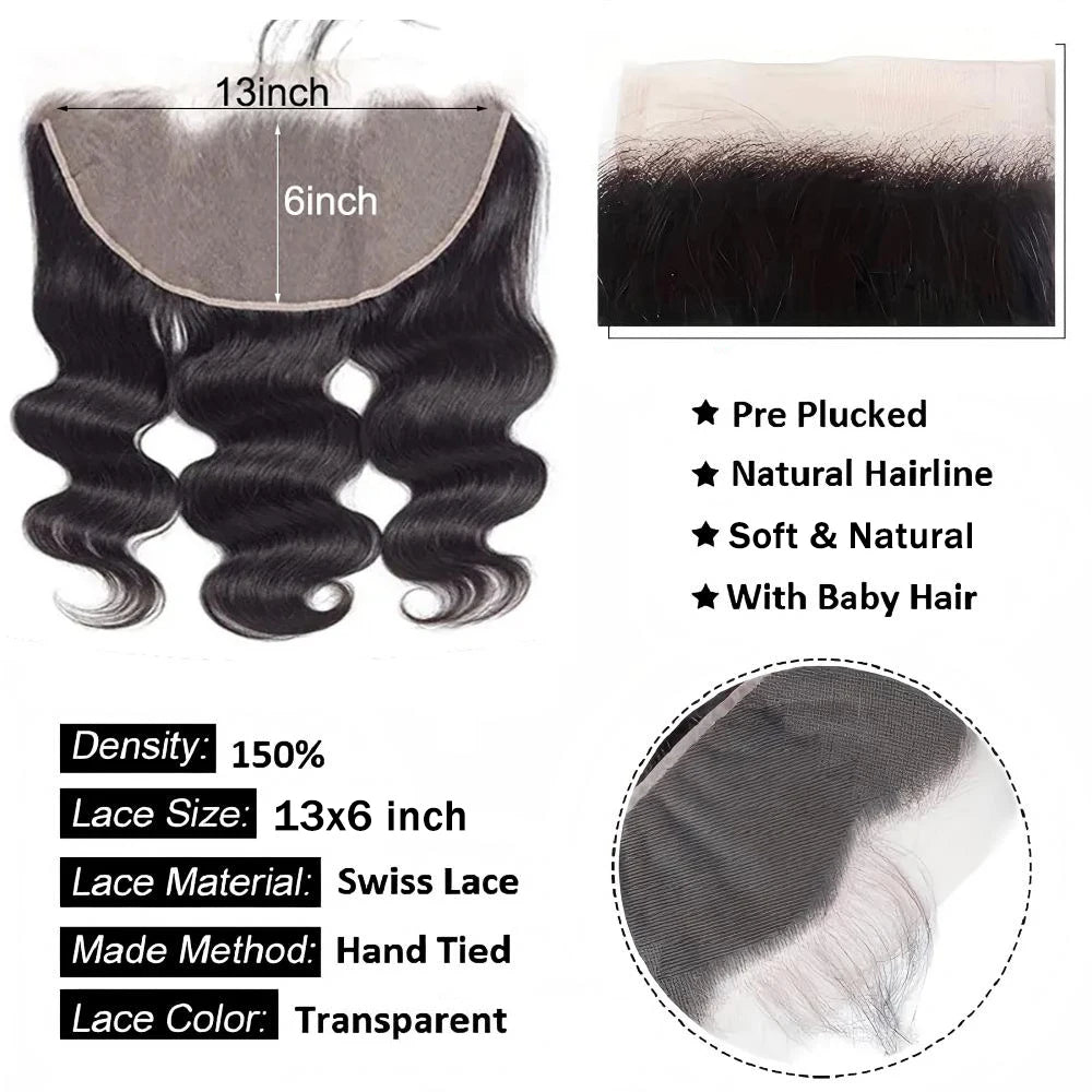 Body Wave Lace Closure/Frontal – 2x6 to 13x6, 360 Lace, 100% Human Hair - All Things Beauty -