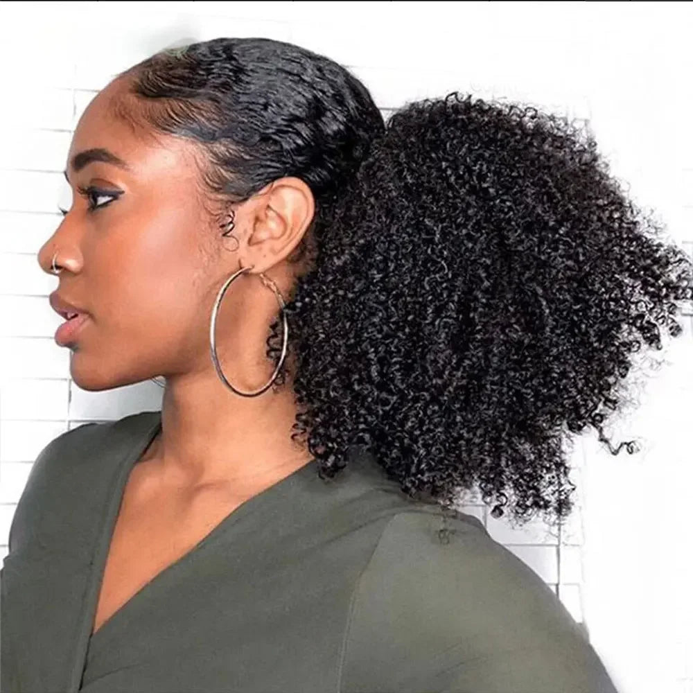 Wrap Around Afro Curly Clip In Ponytail Human Hair Extension  Brazilian 8"-20" 100% Remy Human Hair For Women In Uesoels Store - All Things Beauty -