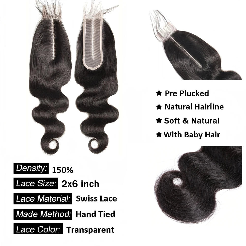 Body Wave Lace Closure/Frontal – 2x6 to 13x6, 360 Lace, 100% Human Hair - All Things Beauty -