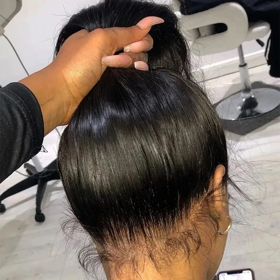360 Lace Wig 30–40" Bone Straight Human Hair – 13x6 HD Lace, Pre-Plucked Brazilian Hair - All Things Beauty -