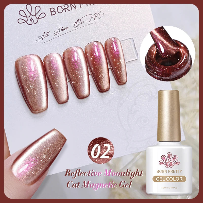 BORN PRETTY Cat Eye Gel Polish – Sparkling Magnetic UV Gel, Flash Effect Colors - All Things Beauty -