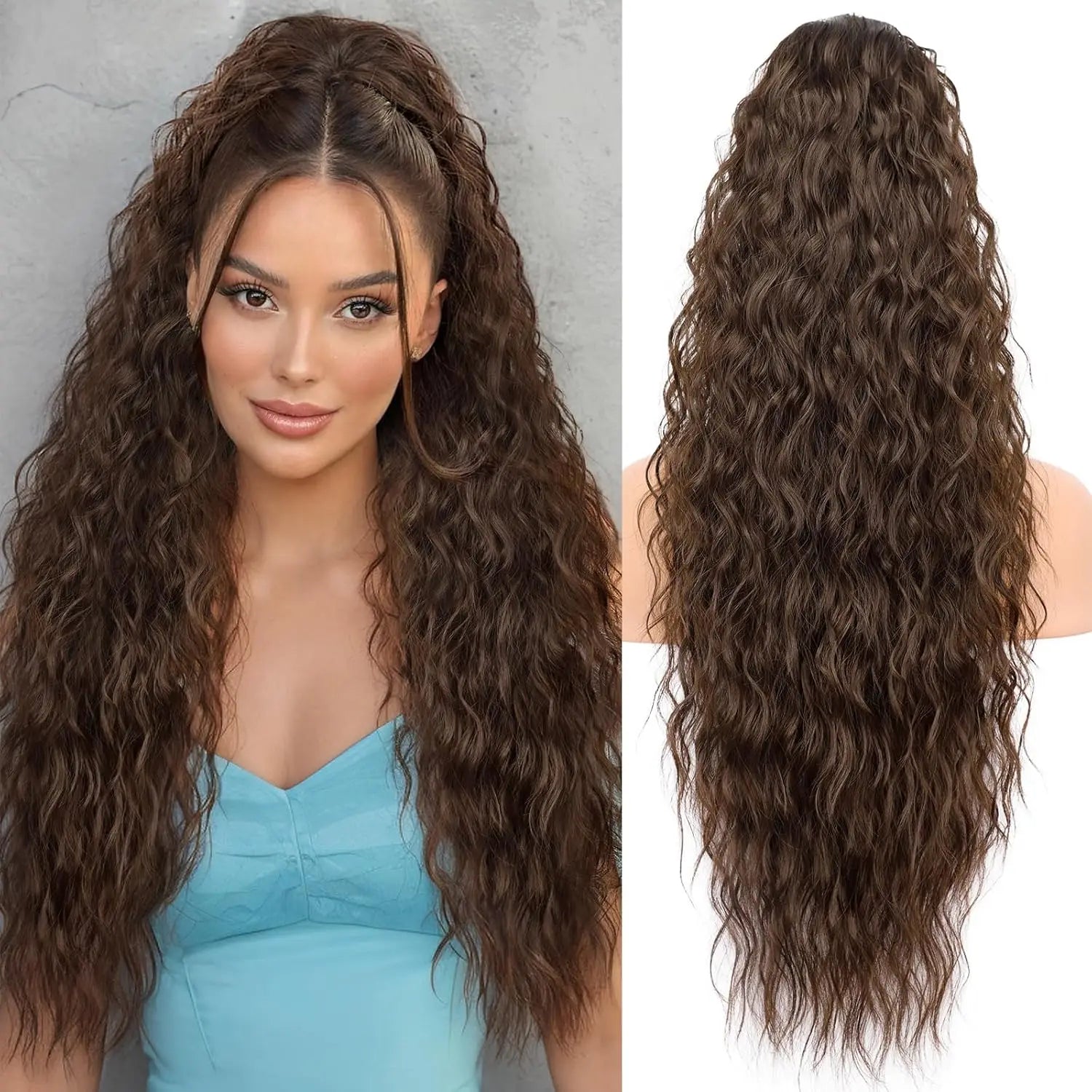 Ponytail Extension 30 Inch Drawstring Pony Tails Hair Extensions for Women Long Curly Wave Ponytail Synthetic Hairpieces - All Things Beauty -
