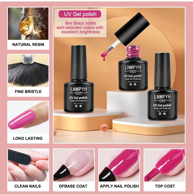 Gel Nail Polish Kit – UV Lamp, Electric Drill, Base & Top Coat, Full Nail Tool Set - All Things Beauty -