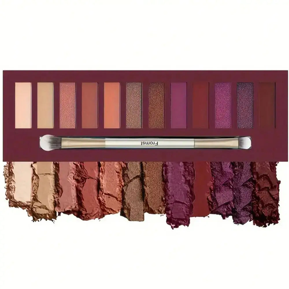 12-Color Shimmer Eyeshadow Palette – Waterproof, Long-Lasting, Mirror Compact Stage Makeup - All Things Beauty -