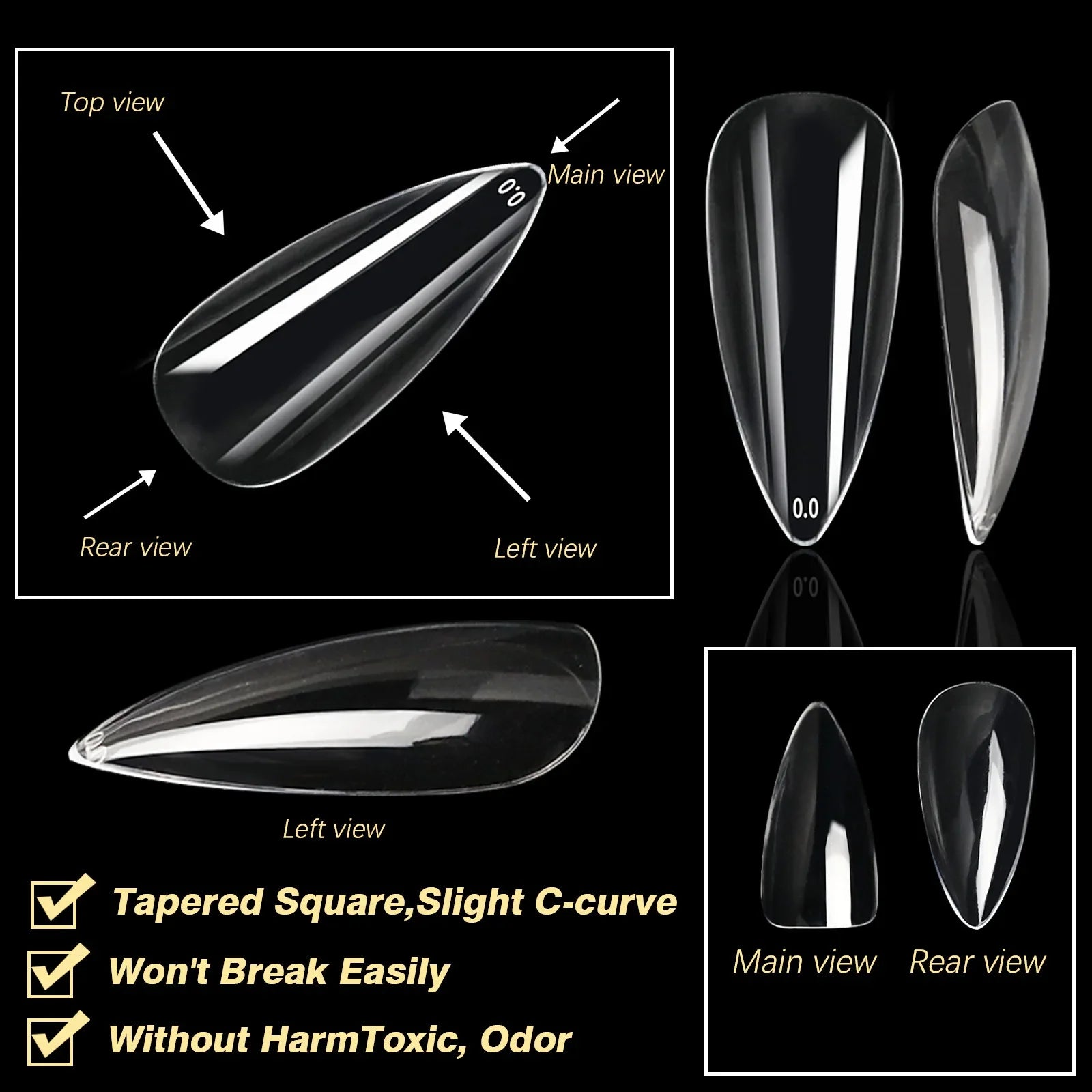 250/500/600pcs Soft Gel Nail Tips – Full Cover Press-On, Coffin & Almond DIY Nails - All Things Beauty -