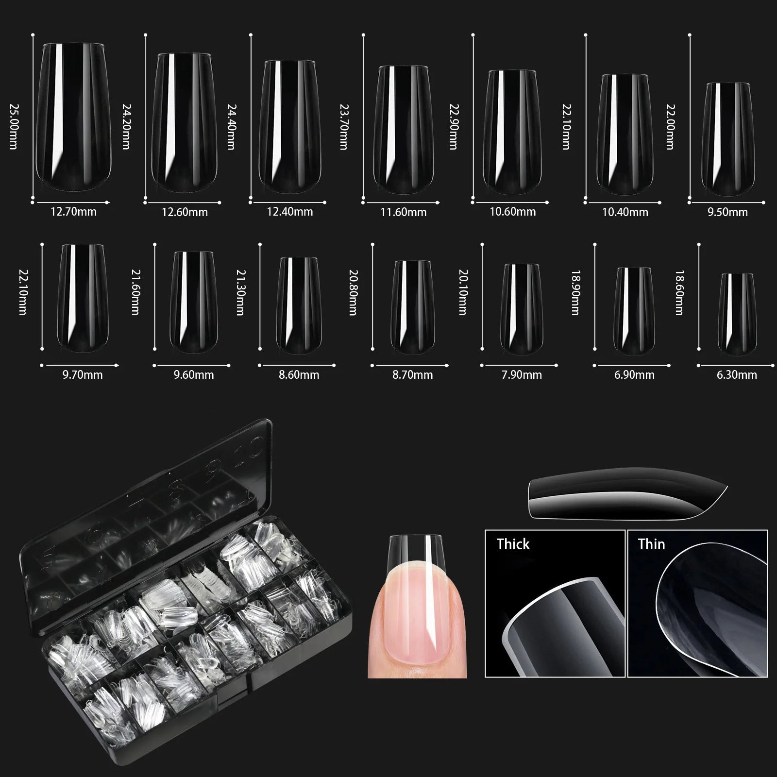 250/500/600pcs Soft Gel Nail Tips – Full Cover Press-On, Coffin & Almond DIY Nails - All Things Beauty -