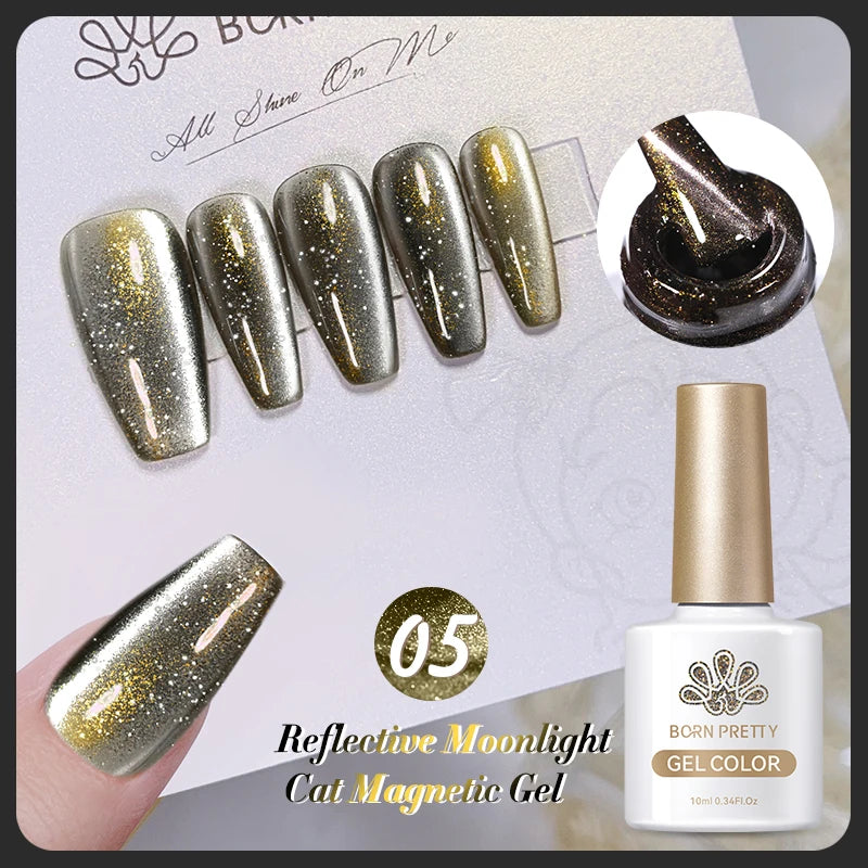 BORN PRETTY Cat Eye Gel Polish – Sparkling Magnetic UV Gel, Flash Effect Colors - All Things Beauty -