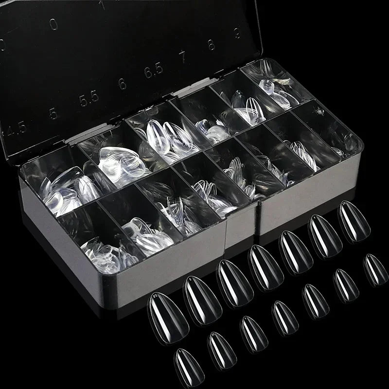 250/500/600pcs Soft Gel Nail Tips – Full Cover Press-On, Coffin & Almond DIY Nails - All Things Beauty -