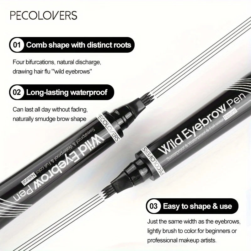 4-Tip Waterproof Eyebrow Pen – Liquid Tattoo Brow Pencil, Natural Hair Stroke Makeup - All Things Beauty -