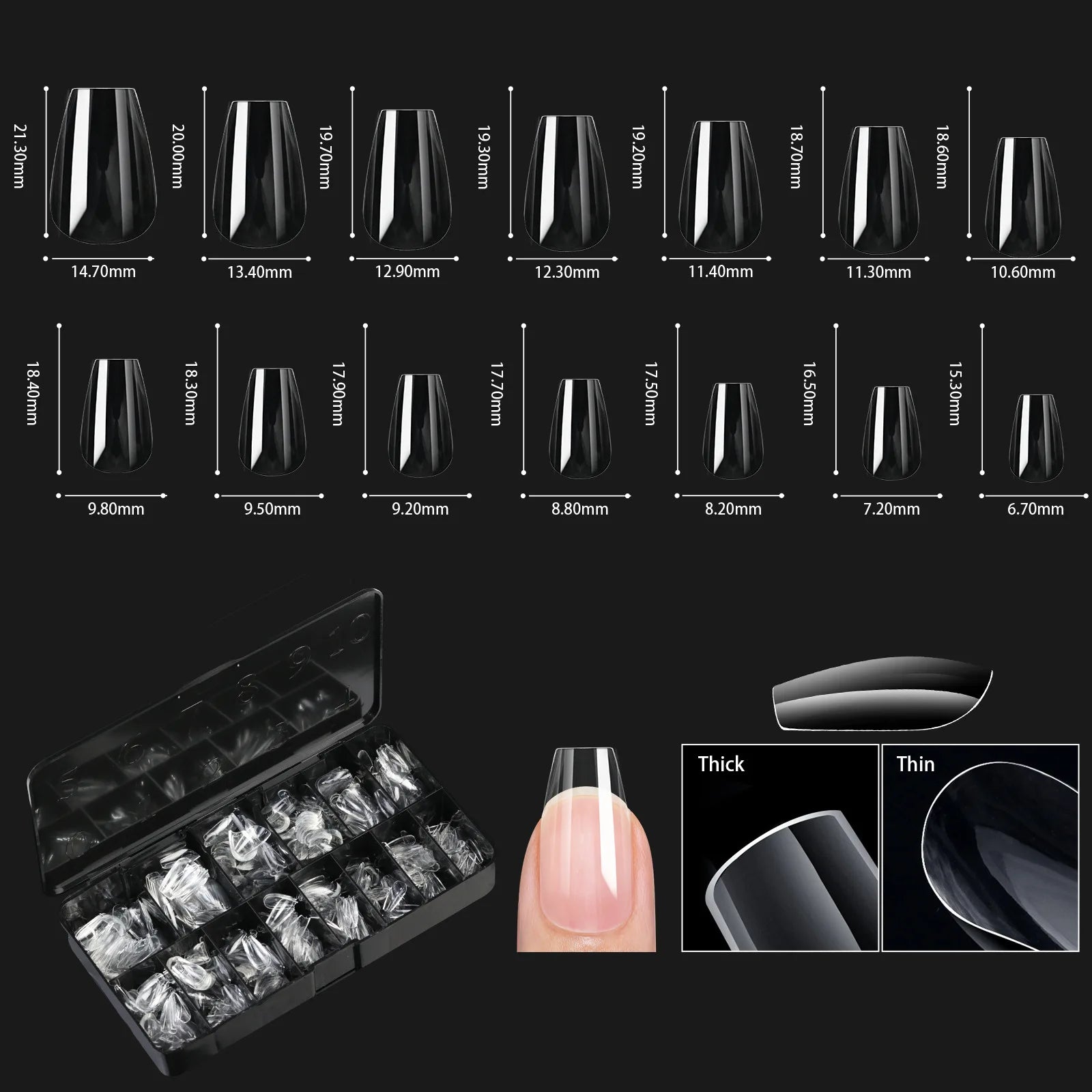 250/500/600pcs Soft Gel Nail Tips – Full Cover Press-On, Coffin & Almond DIY Nails - All Things Beauty -