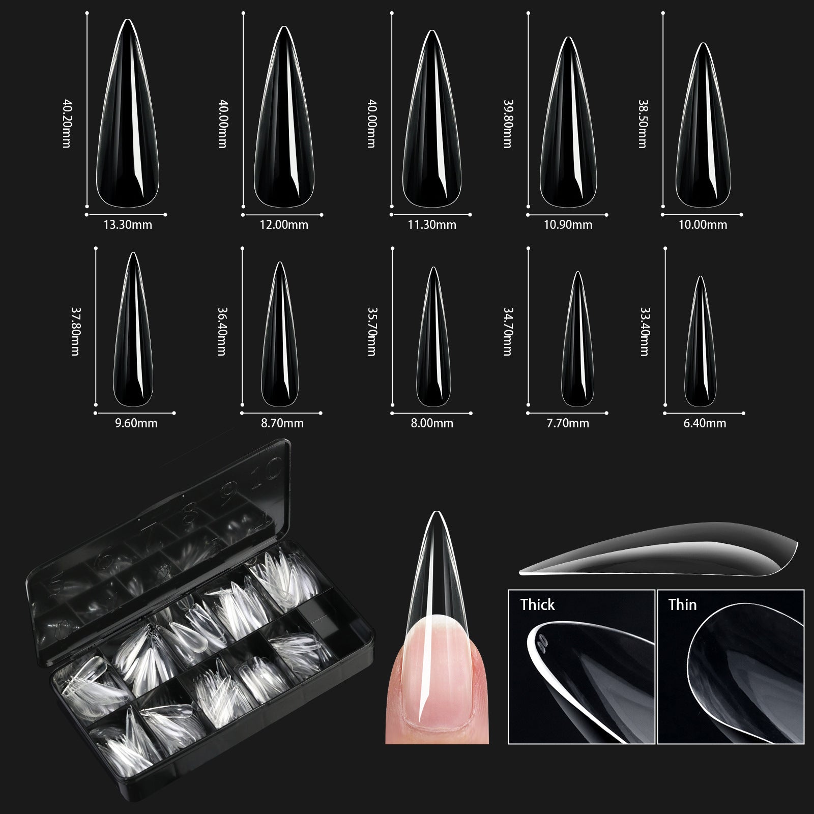 Nail Transparent Nail Tips Nail Shapes For Manicure Seamless False Nails Boxed Set - All Things Beauty -