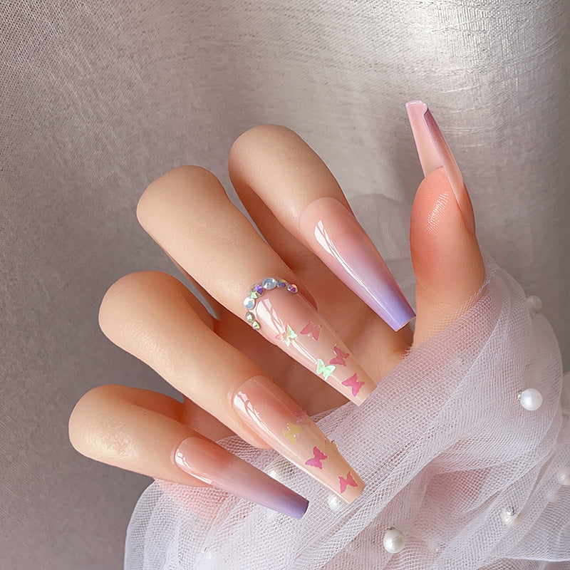 Butterfly Sequins Spot Drill Purple Removable Nail Sticker - All Things Beauty -