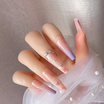 Butterfly Sequins Spot Drill Purple Removable Nail Sticker - All Things Beauty -