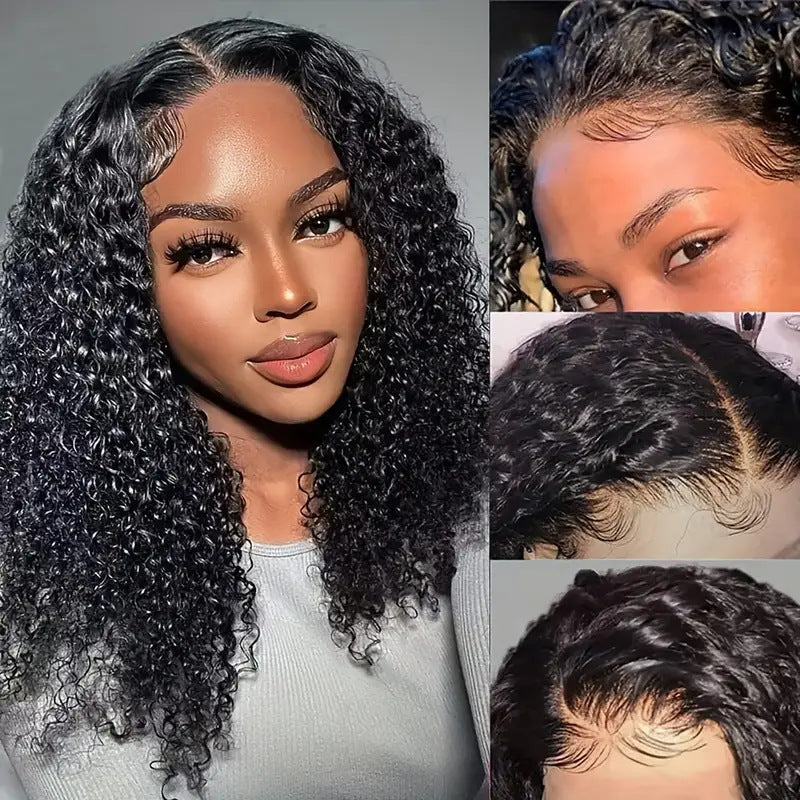 Human Hair Front Lace Bobo Double Drawn Water Wave BOB Wig Foreign Trade Wig - All Things Beauty -